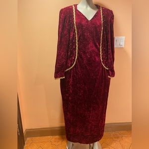 Velvet Red Color Dress, XL